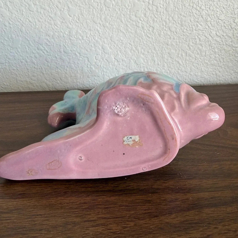 Vintage Royal Haeger ? Pottery Ceramic Pink Blue Agate Fish Koi USA Planter Vase